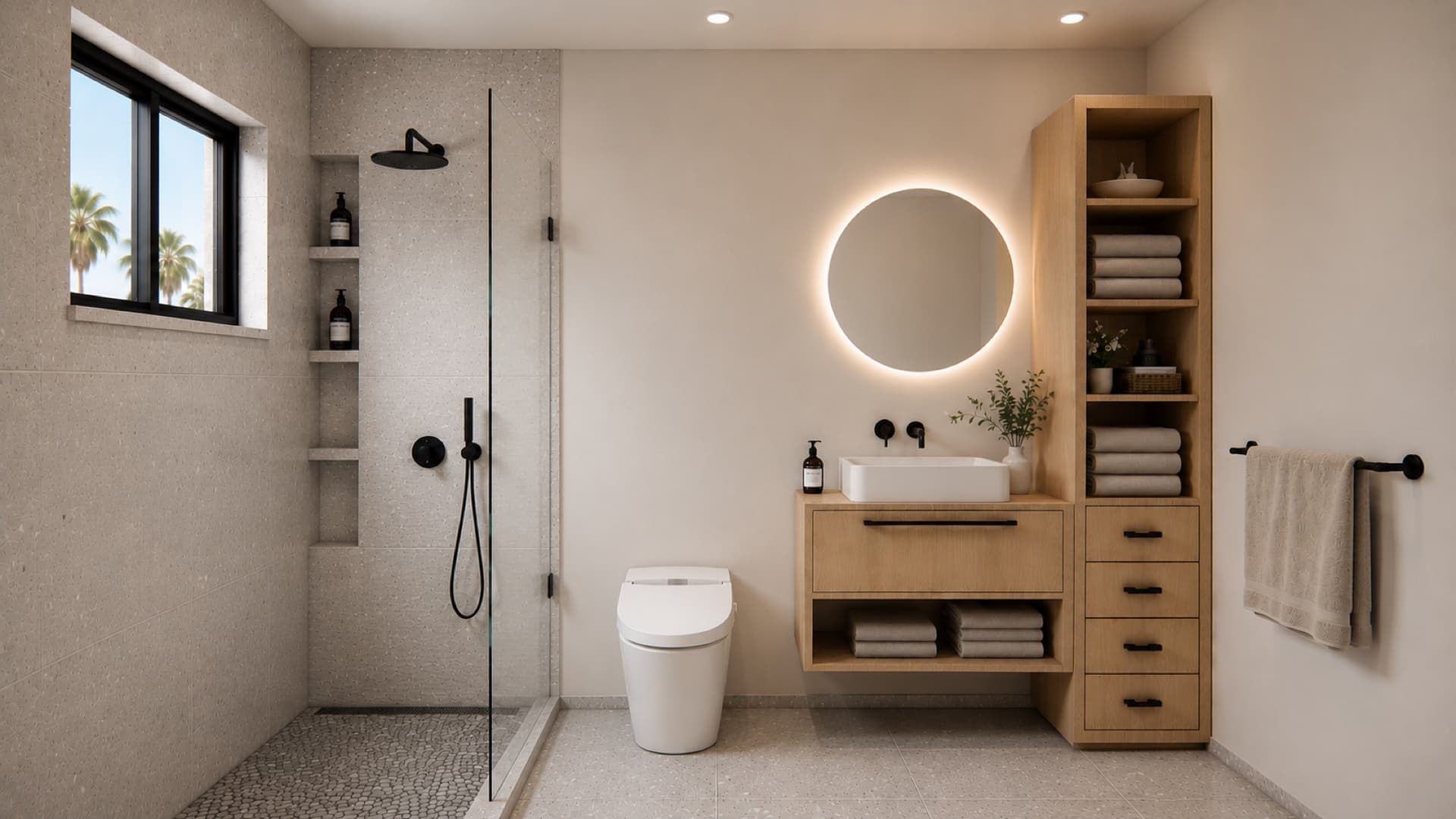 The 600 — bathroom interior render (Option 1)