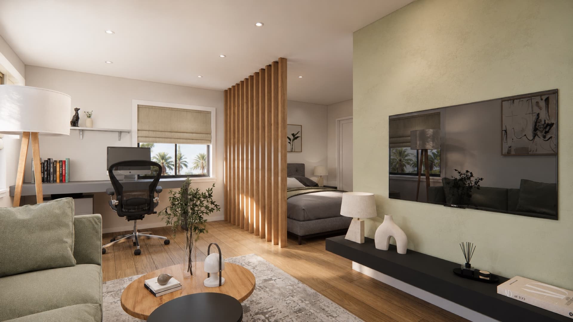 The 600 — living 1 interior render (Option 1)