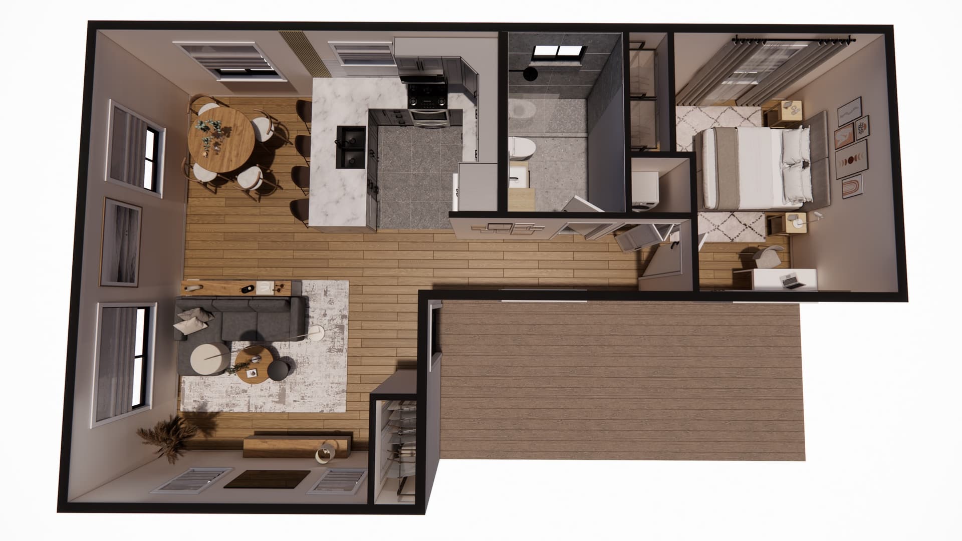 The 800 — 3D floor plan (Option 1)
